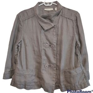 Coldwater Creek 100% Linen taupe jacket blazer woman small